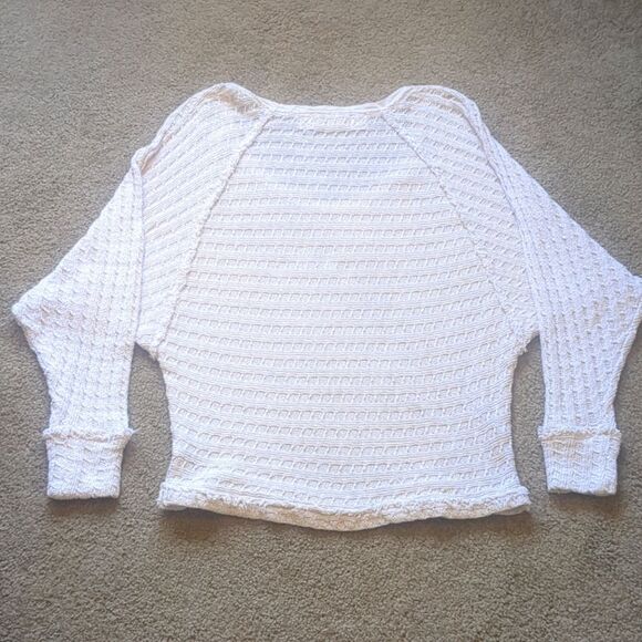 We The Free SM Fisherman crocheted Thien's Hacci Top Sweater Women's Cream - Picture 2 of 13